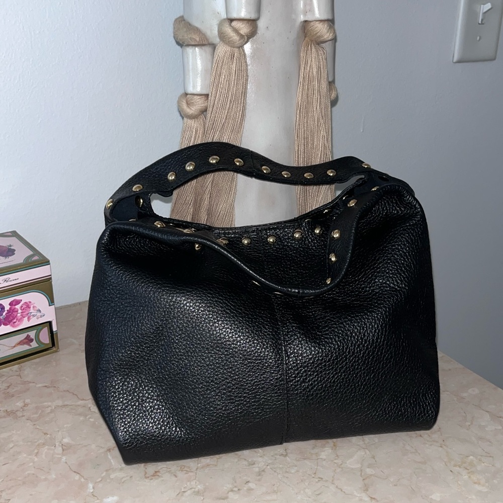 B-Low the Belt Black Studded Leather Hobo Bag